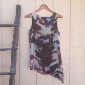 Simply Vera Top Tunic Tie-dye Asymmetrical Brown